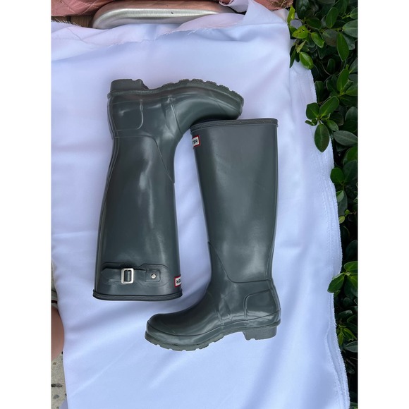 Hunter Women's Bota Original Tall Gloss Graphite Knee-High Rain Boot Size 6 - Picture 3 of 11